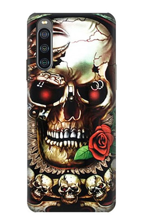 S0753 Skull Wing Rose Punk Case Cover Custodia per Sony Xperia 10 IV S0753 Skull Wing Rose Punk Case Cover Custodia per Sony Xperia 10 IV