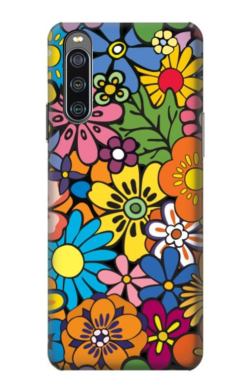 S3281 Colorful Hippie Flowers Pattern Case Cover Custodia per Sony Xperia 10 IV