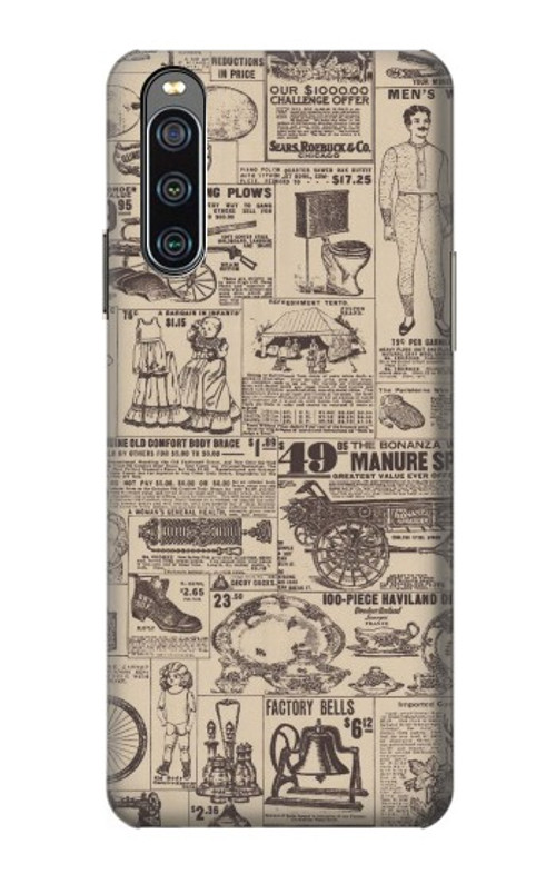 S3819 Retro Vintage Paper Case Cover Custodia per Sony Xperia 10 IV