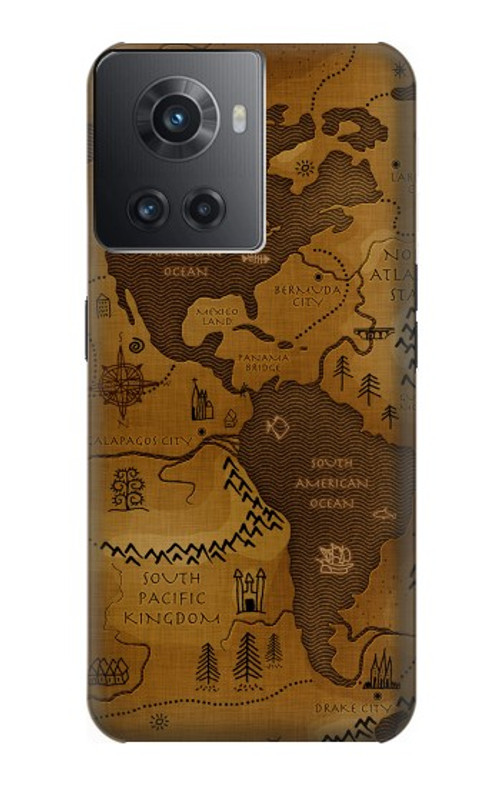 S2861 Antique World Map Case Cover Custodia per OnePlus Ace