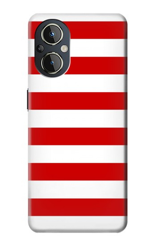 S2364 Red and White Striped Case Cover Custodia per OnePlus Nord N20 5G
