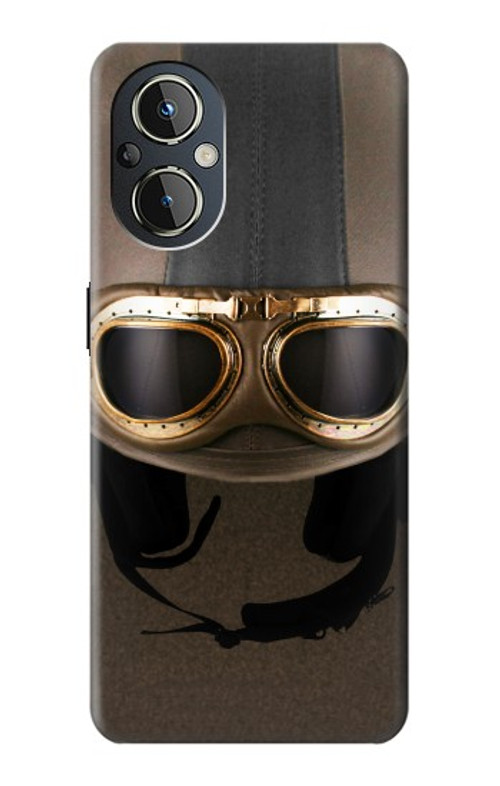 S2645 Vintage Brown Goggles Motorcycle Helmet Case Cover Custodia per OnePlus Nord N20 5G
