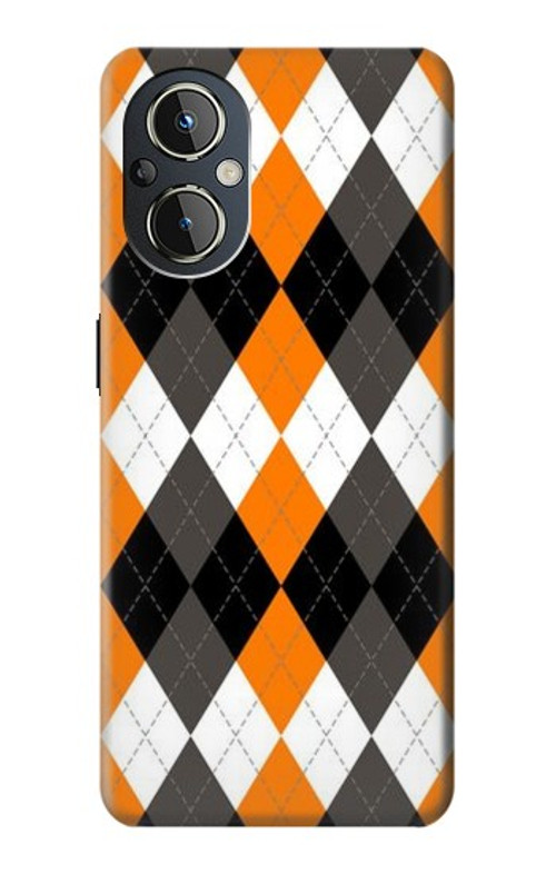 S3421 Black Orange White Argyle Plaid Case Cover Custodia per OnePlus Nord N20 5G