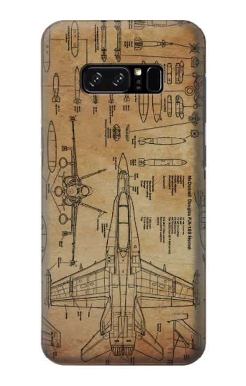 S3868 Aircraft Blueprint Old Paper Case Cover Custodia per Note 8 Samsung Galaxy Note8