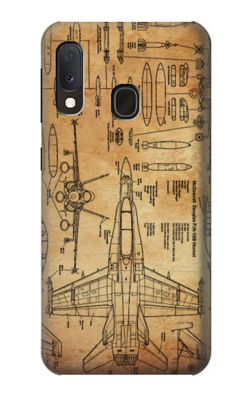 S3868 Aircraft Blueprint Old Paper Case Cover Custodia per Samsung Galaxy A20e