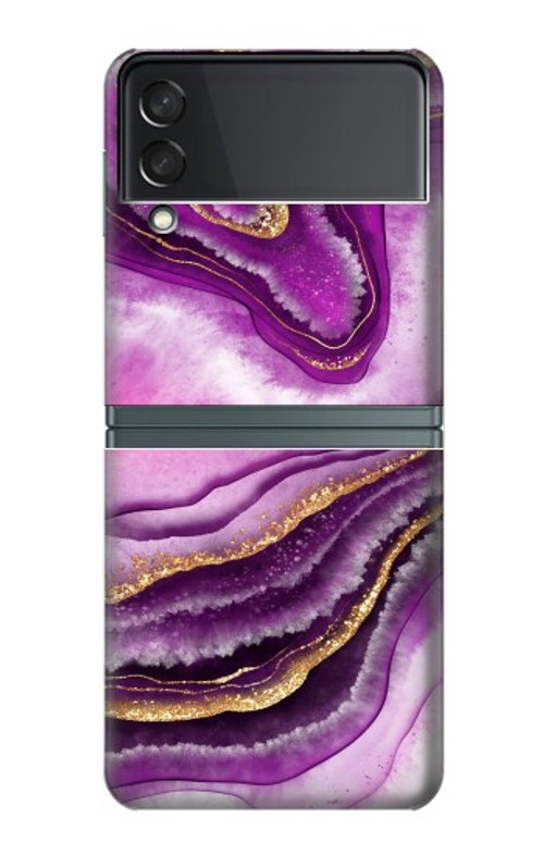 S3896 Purple Marble Gold Streaks Case Cover Custodia per Samsung Galaxy Z Flip 3 5G