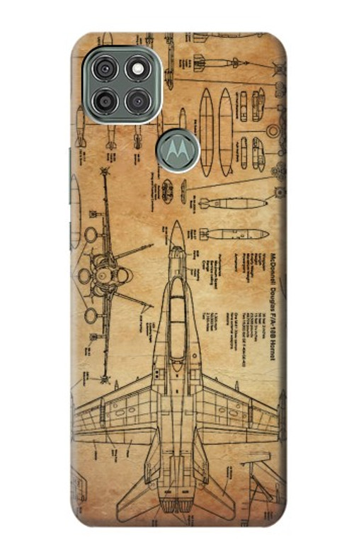 S3868 Aircraft Blueprint Old Paper Case Cover Custodia per Motorola Moto G9 Power