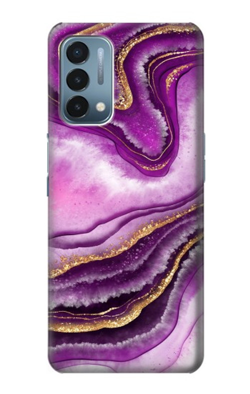 S3896 Purple Marble Gold Streaks Case Cover Custodia per OnePlus Nord N200 5G