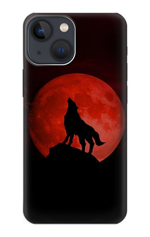 S2955 Wolf Howling Red Moon Case Cover Custodia per iPhone 14