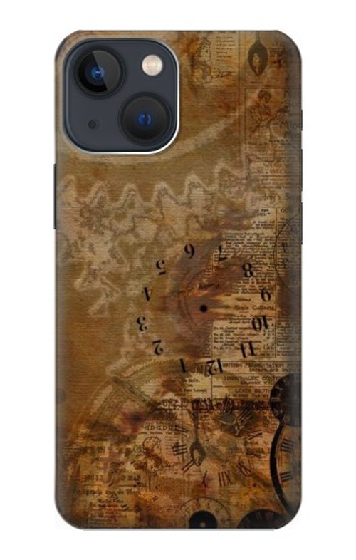 S3456 Vintage Paper Clock Steampunk Case Cover Custodia per iPhone 14