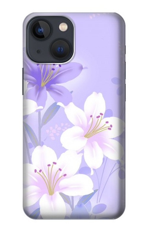 S2361 Purple White Flowers Case Cover Custodia per iPhone 14 Plus