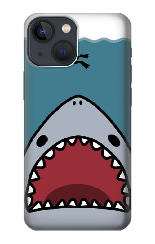 S3825 Cartoon Shark Sea Diving Case Cover Custodia per iPhone 14 Plus