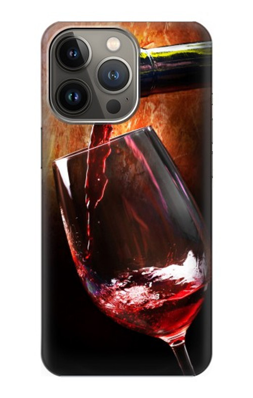 S2396 Red Wine Bottle And Glass Case Cover Custodia per iPhone 14 Pro Max