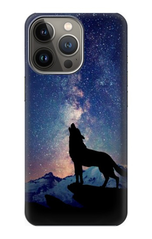 S3555 Wolf Howling Million Star Case Cover Custodia per iPhone 14 Pro Max