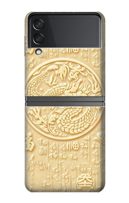 S3288 White Jade Dragon Graphic Painted Case Cover Custodia per Samsung Galaxy Z Flip 4