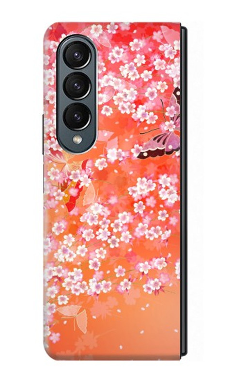 S2543 Japanese Kimono Style Flower Pattern Case Cover Custodia per Samsung Galaxy Z Fold 4 S2543 Japanese Kimono Style Flower Pattern Case Cover Custodia per Samsung Galaxy Z Fold 4