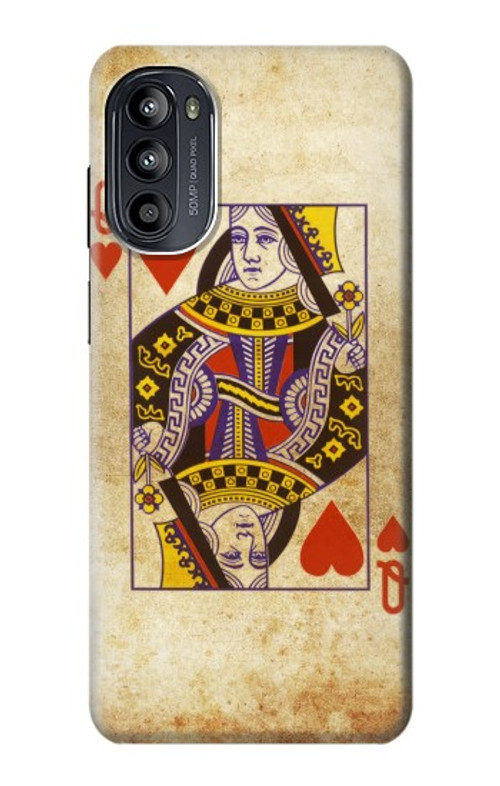 S2833 Poker Card Queen Hearts Case Cover Custodia per Motorola Moto G52, G82 5G
