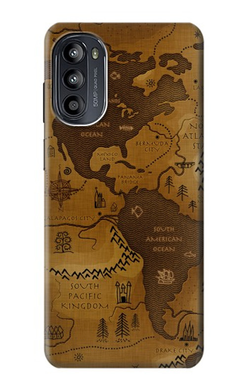 S2861 Antique World Map Case Cover Custodia per Motorola Moto G52, G82 5G