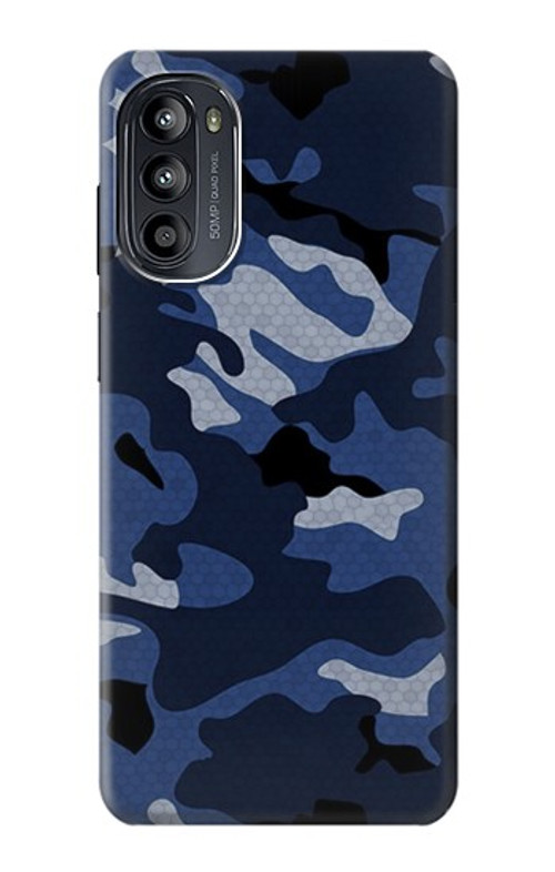 S2959 Navy Blue Camo Camouflage Case Cover Custodia per Motorola Moto G52, G82 5G