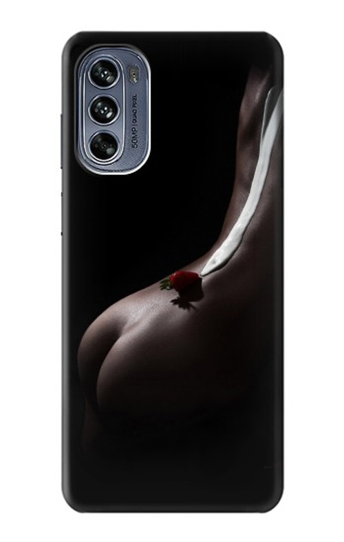 S0546 Sexy Cream Strawberry Case Cover Custodia per Motorola Moto G62 5G