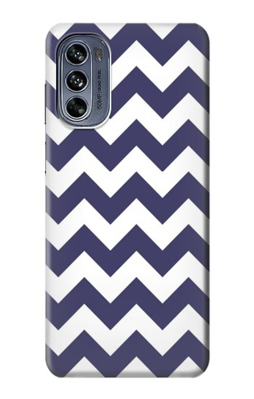 S2345 Navy Blue Shavron Zig Zag Pattern Case Cover Custodia per Motorola Moto G62 5G