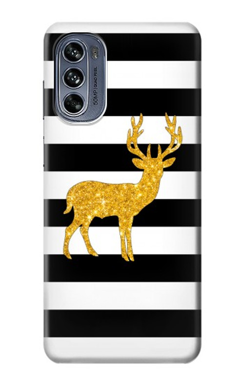 S2794 Black and White Striped Deer Gold Sparkles Case Cover Custodia per Motorola Moto G62 5G