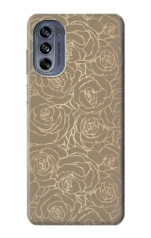 S3466 Gold Rose Pattern Case Cover Custodia per Motorola Moto G62 5G
