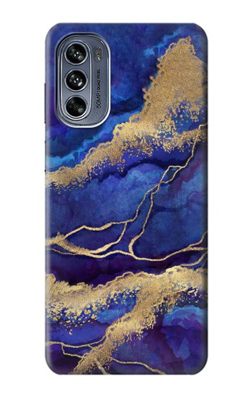 S3906 Navy Blue Purple Marble Case Cover Custodia per Motorola Moto G62 5G