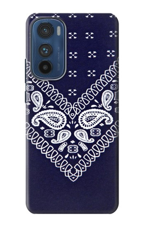 S3357 Navy Blue Bandana Pattern Case Cover Custodia per Motorola Edge 30