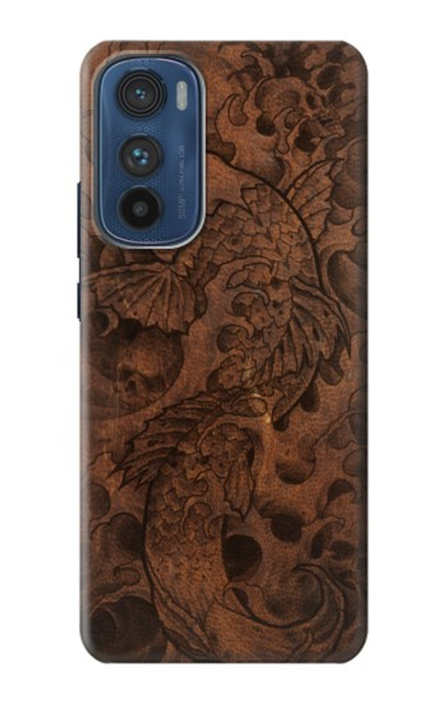 S3405 Fish Tattoo Leather Graphic Print Case Cover Custodia per Motorola Edge 30