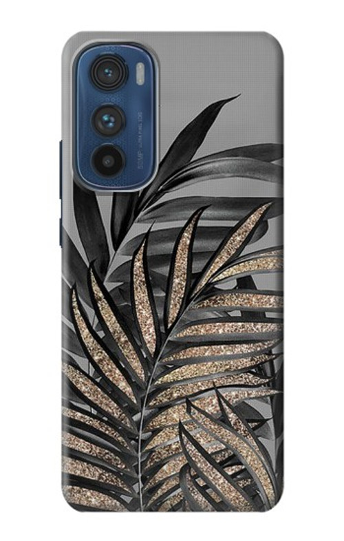 S3692 Gray Black Palm Leaves Case Cover Custodia per Motorola Edge 30