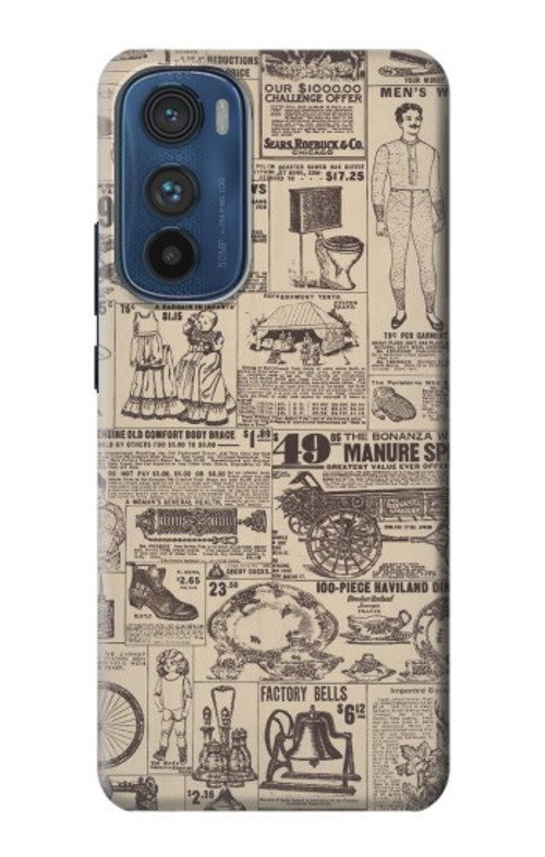 S3819 Retro Vintage Paper Case Cover Custodia per Motorola Edge 30