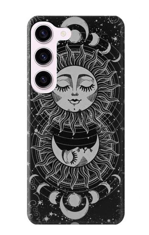 S3854 Mystical Sun Face Crescent Moon Case Cover Custodia per Samsung Galaxy S23