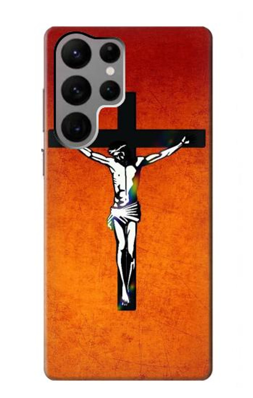 S2421 Jesus Christ On The Cross Case Cover Custodia per Samsung Galaxy S23 Ultra S2421 Jesus Christ On The Cross Case Cover Custodia per Samsung Galaxy S23 Ultra