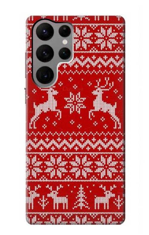 S2835 Christmas Reindeer Knitted Pattern Case Cover Custodia per Samsung Galaxy S23 Ultra