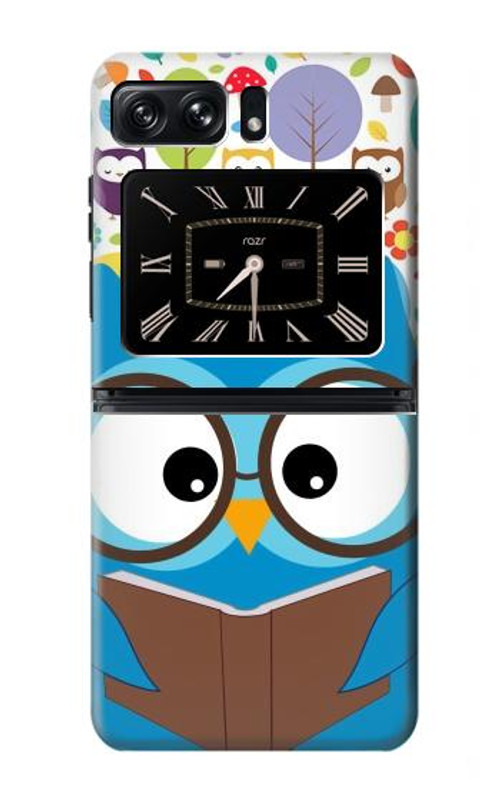 S2521 Cute Nerd Owl Cartoon Case Cover Custodia per Motorola Moto Razr 2022