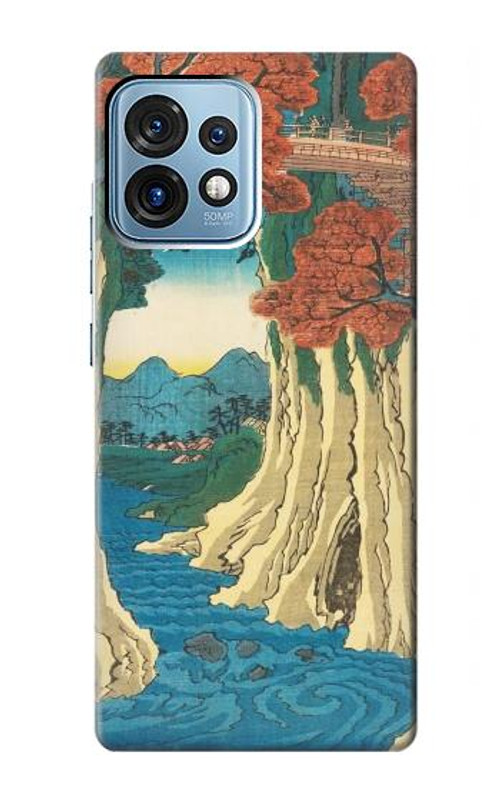 S3348 Utagawa Hiroshige The Monkey Bridge Case Cover Custodia per Motorola Edge+ (2023), X40, X40 Pro, Edge 40 Pro