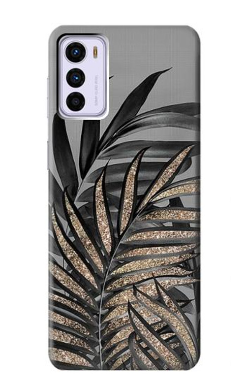 S3692 Gray Black Palm Leaves Case Cover Custodia per Motorola Moto G42