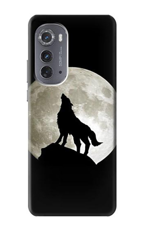 S1981 Wolf Howling at The Moon Case Cover Custodia per Motorola Edge (2022)