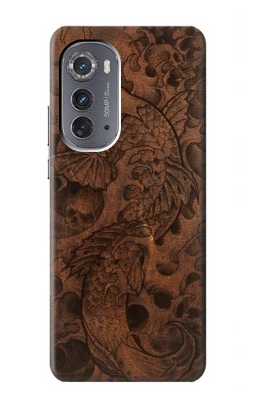 S3405 Fish Tattoo Leather Graphic Print Case Cover Custodia per Motorola Edge (2022)