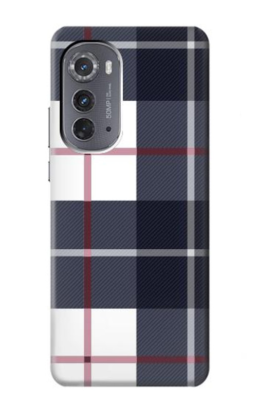 S3452 Plaid Fabric Pattern Case Cover Custodia per Motorola Edge (2022)