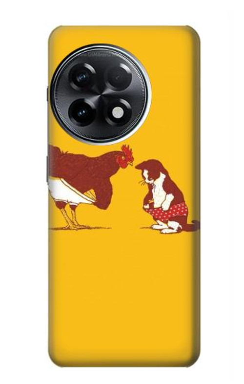 S1093 Rooster and Cat Joke Case Cover Custodia per OnePlus 11R