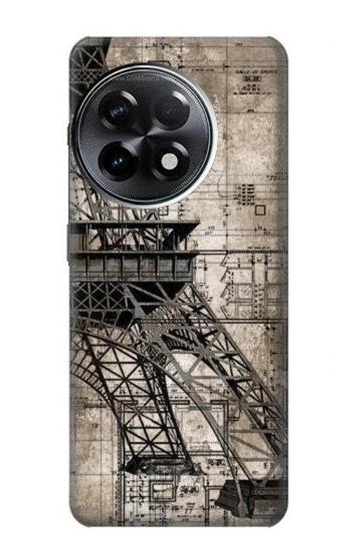 S3416 Eiffel Tower Blueprint Case Cover Custodia per OnePlus 11R