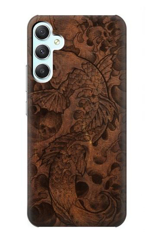 S3405 Fish Tattoo Leather Graphic Print Case Cover Custodia per Samsung Galaxy A34 5G