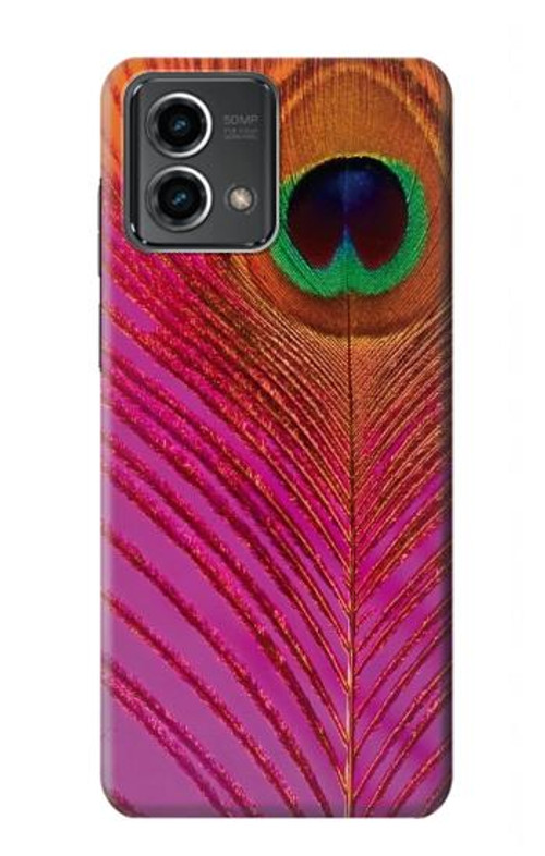 S3201 Pink Peacock Feather Case Cover Custodia per Motorola Moto G Stylus 5G (2023)