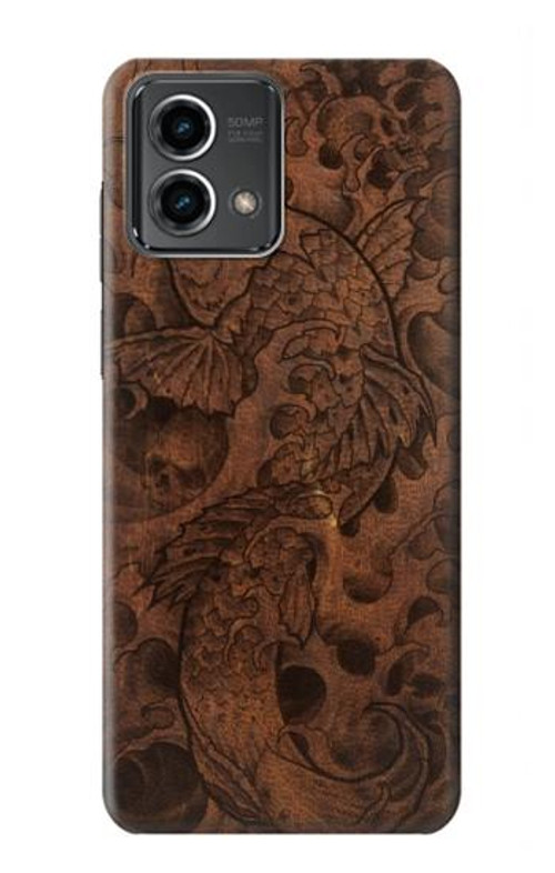 S3405 Fish Tattoo Leather Graphic Print Case Cover Custodia per Motorola Moto G Stylus 5G (2023)