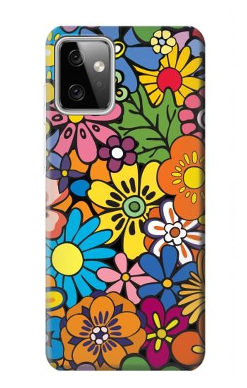 S3281 Colorful Hippie Flowers Pattern Case Cover Custodia per Motorola Moto G Power (2023) 5G