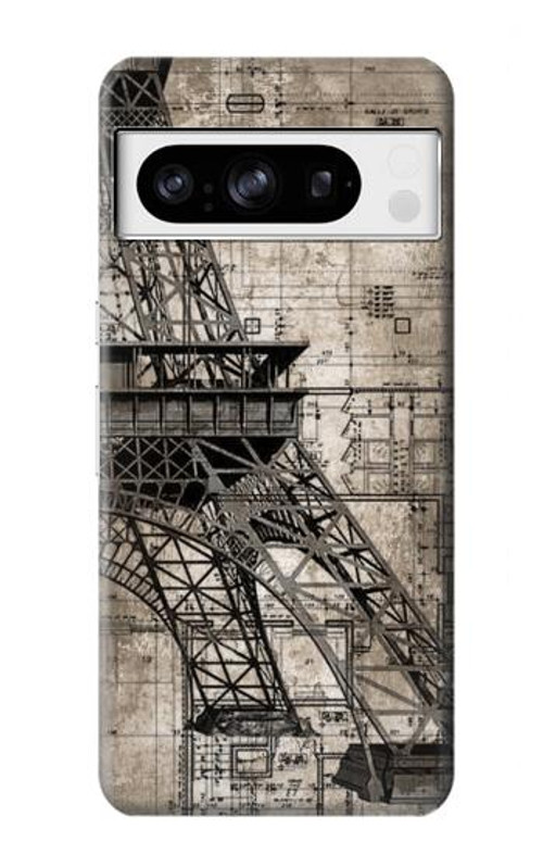 S3416 Eiffel Tower Blueprint Case Cover Custodia per Google Pixel 8 pro