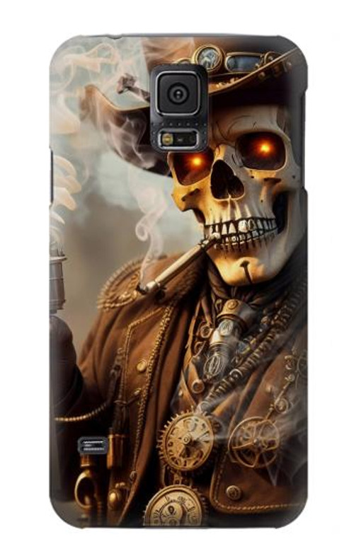 S3949 Steampunk Skull Smoking Case Cover Custodia per Samsung Galaxy S5