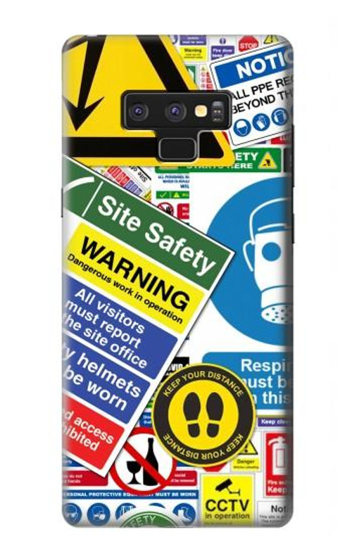 S3960 Safety Signs Sticker Collage Case Cover Custodia per Note 9 Samsung Galaxy Note9